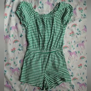 Old Navy Green Striped Kids Romper